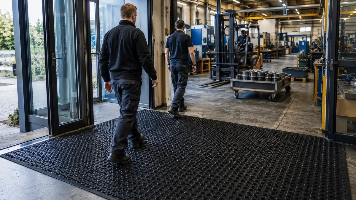 Tapis technique professionnel installé dans un environnement industriel à fort passage