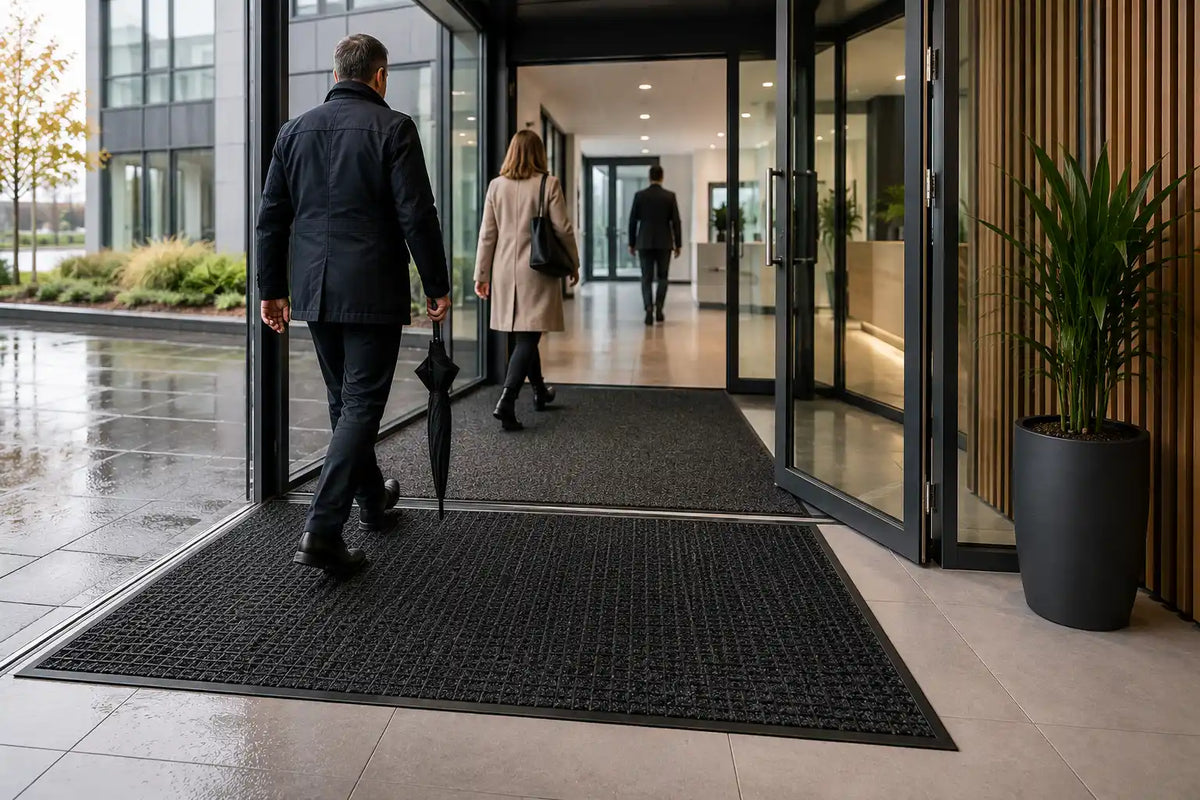 Hall d'accueil équipé d'un tapis d'entrée professionnel