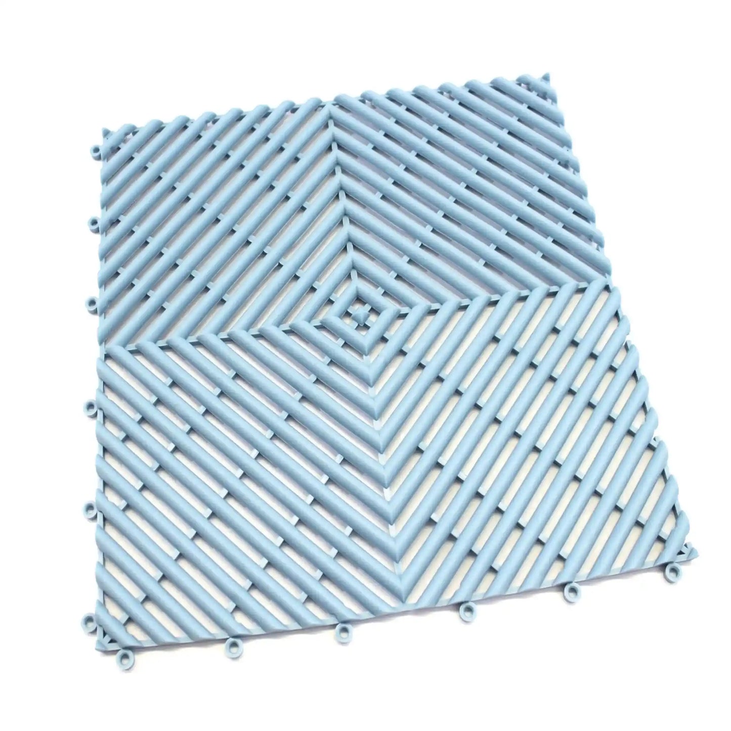 Dalle drainante antidérapante bleu clair pour zones humides, vestiaires, piscines et espaces de travail.