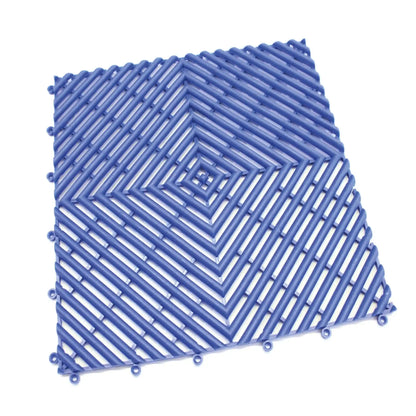 Vue produit d’une dalle drainante antidérapante bleu foncé avec structure ouverte favorisant l’écoulement de l’eau.
