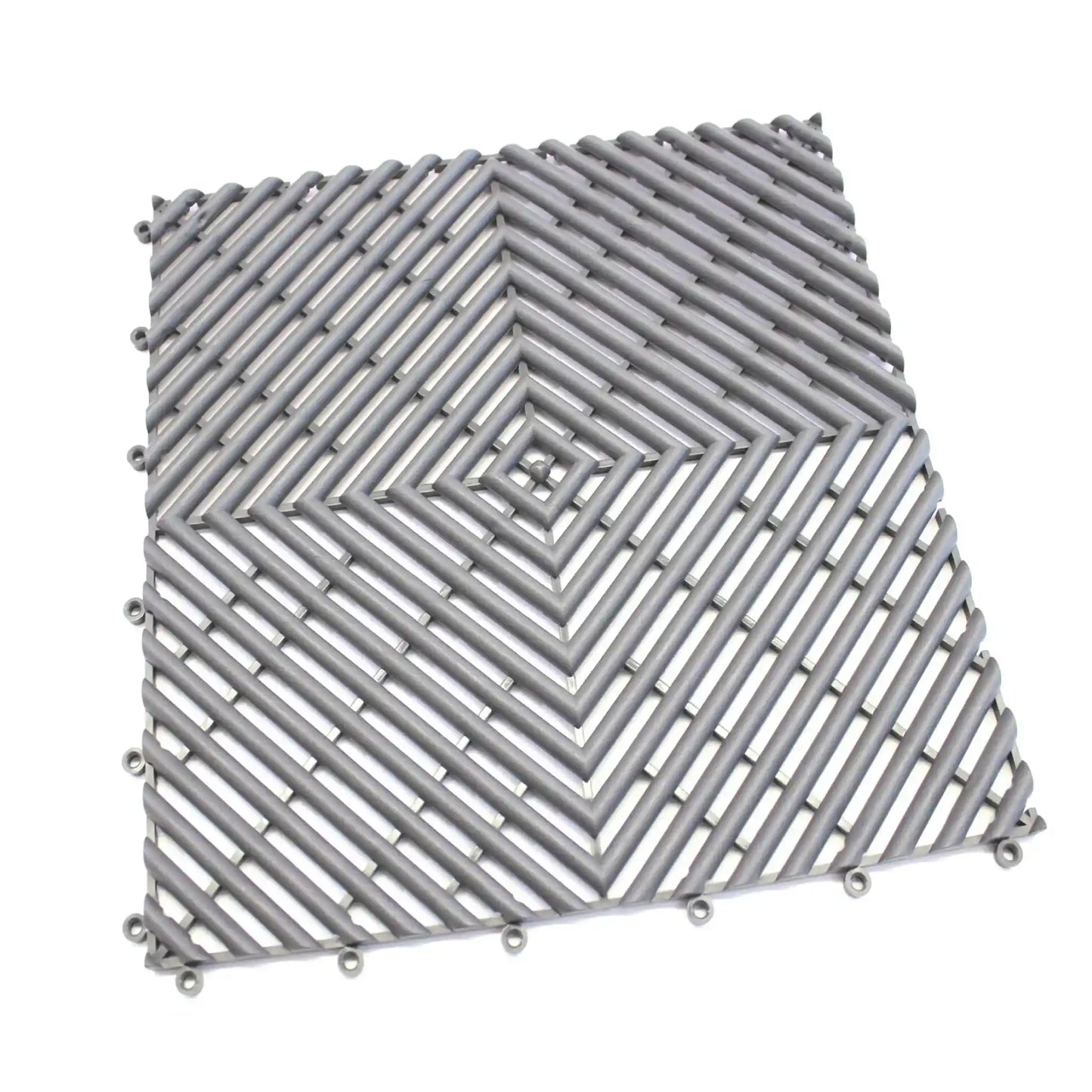 Dalle drainante antidérapante grise modulable conçue pour améliorer l’adhérence et le drainage dans les environnements humides.