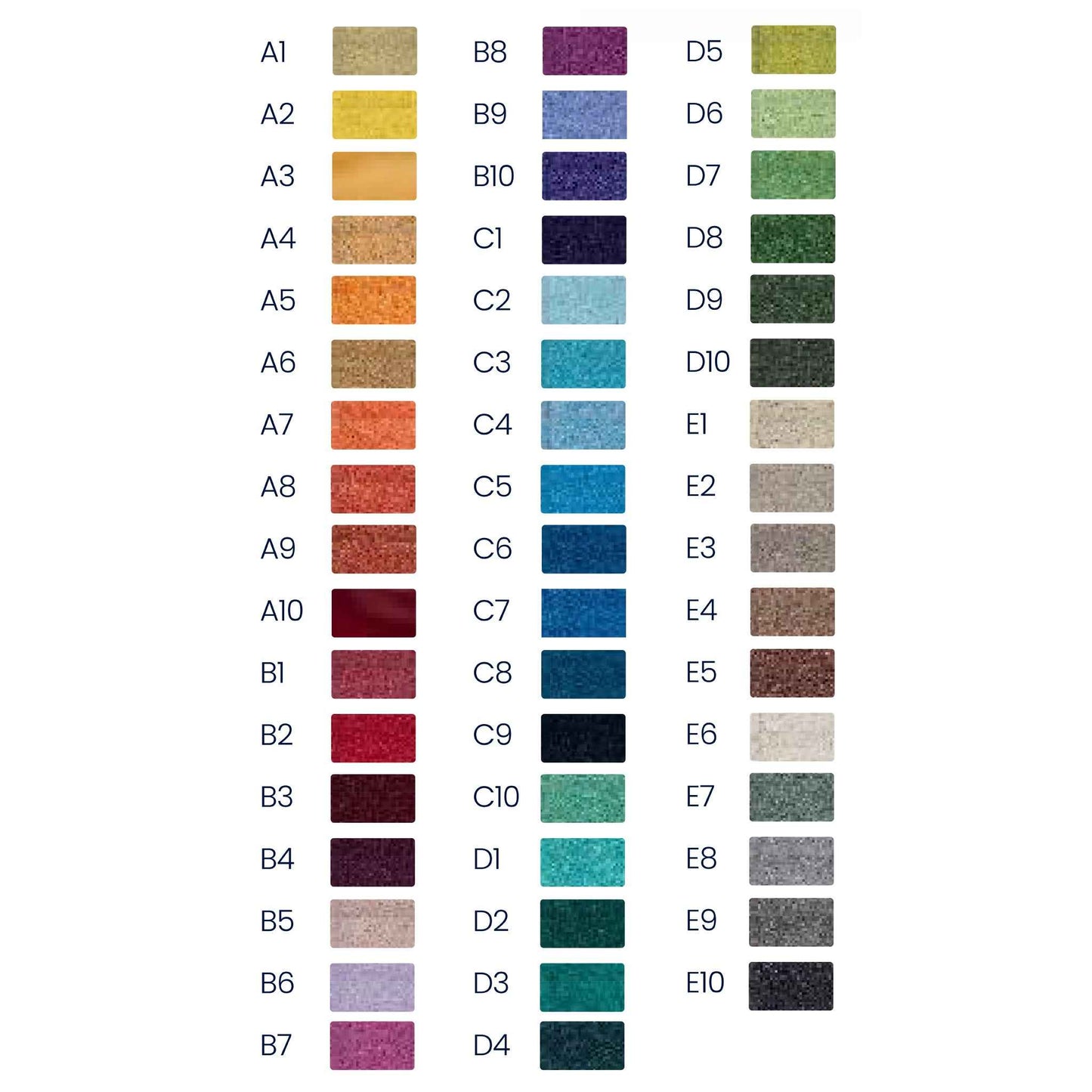 Nuancier de couleurs pour la personnalisation d'un tapis logo grattant intérieur destiné aux commerces, entreprises et collectivités.