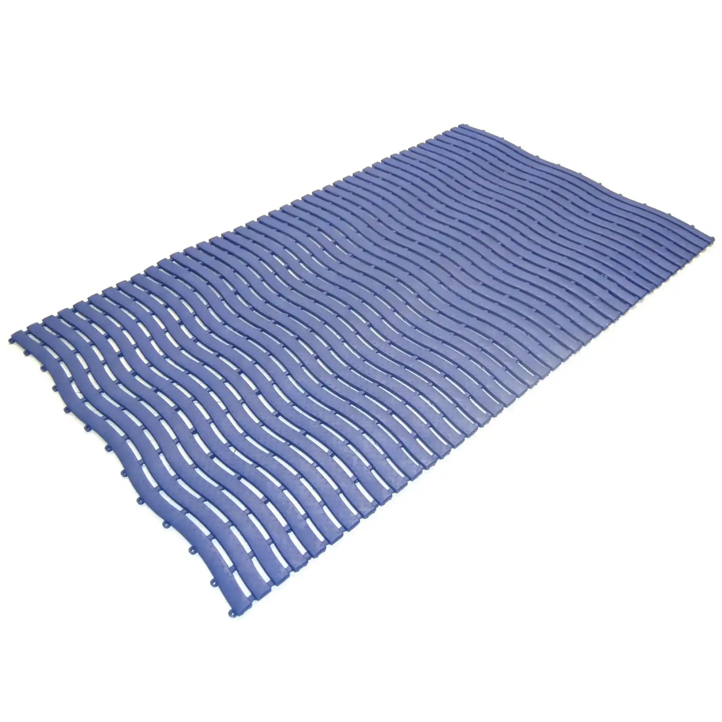 Vue produit d’un revêtement drainant antidérapant bleu foncé conçu pour les environnements humides professionnels et collectifs.