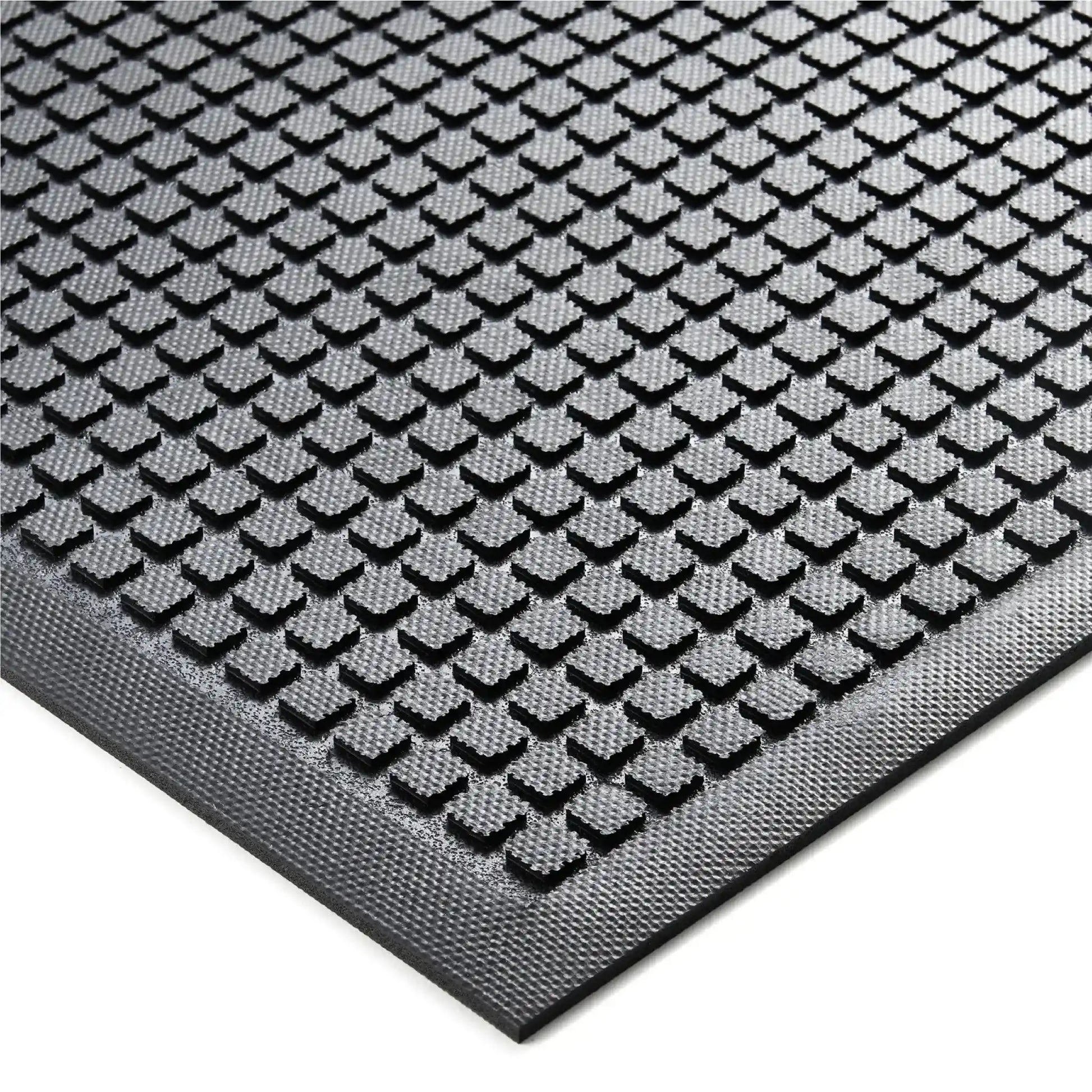 Détail de la surface antidérapante d’un tapis anti-fatigue professionnel industriel conçu pour les environnements exigeants.