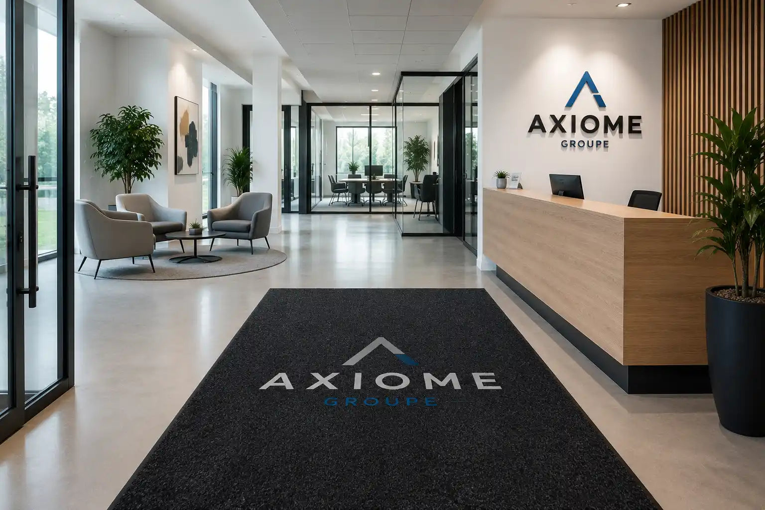 Tapis personnalisé avec logo dans une entreprise